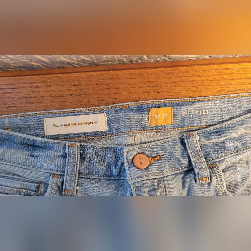 Pilcro and the Letterpress Light Blue High Rise Women's Jean Shorts - Picture 3 of 5